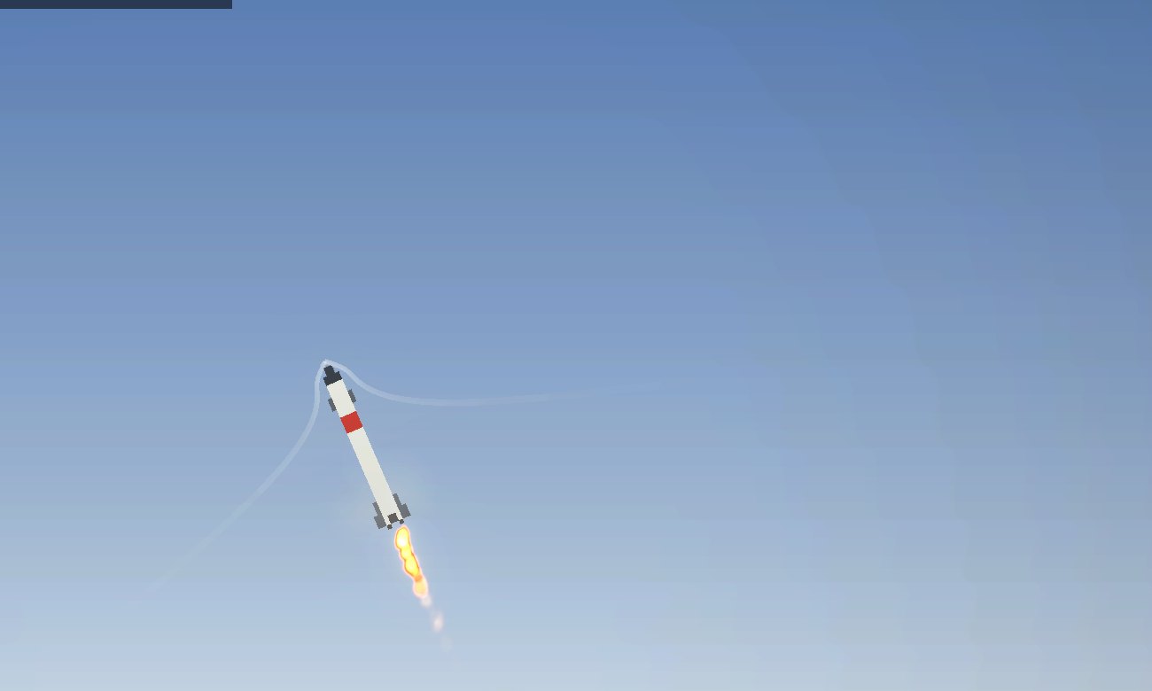 An AA missile just off the rails, climbing on its motor flame and turning toward the incoming round