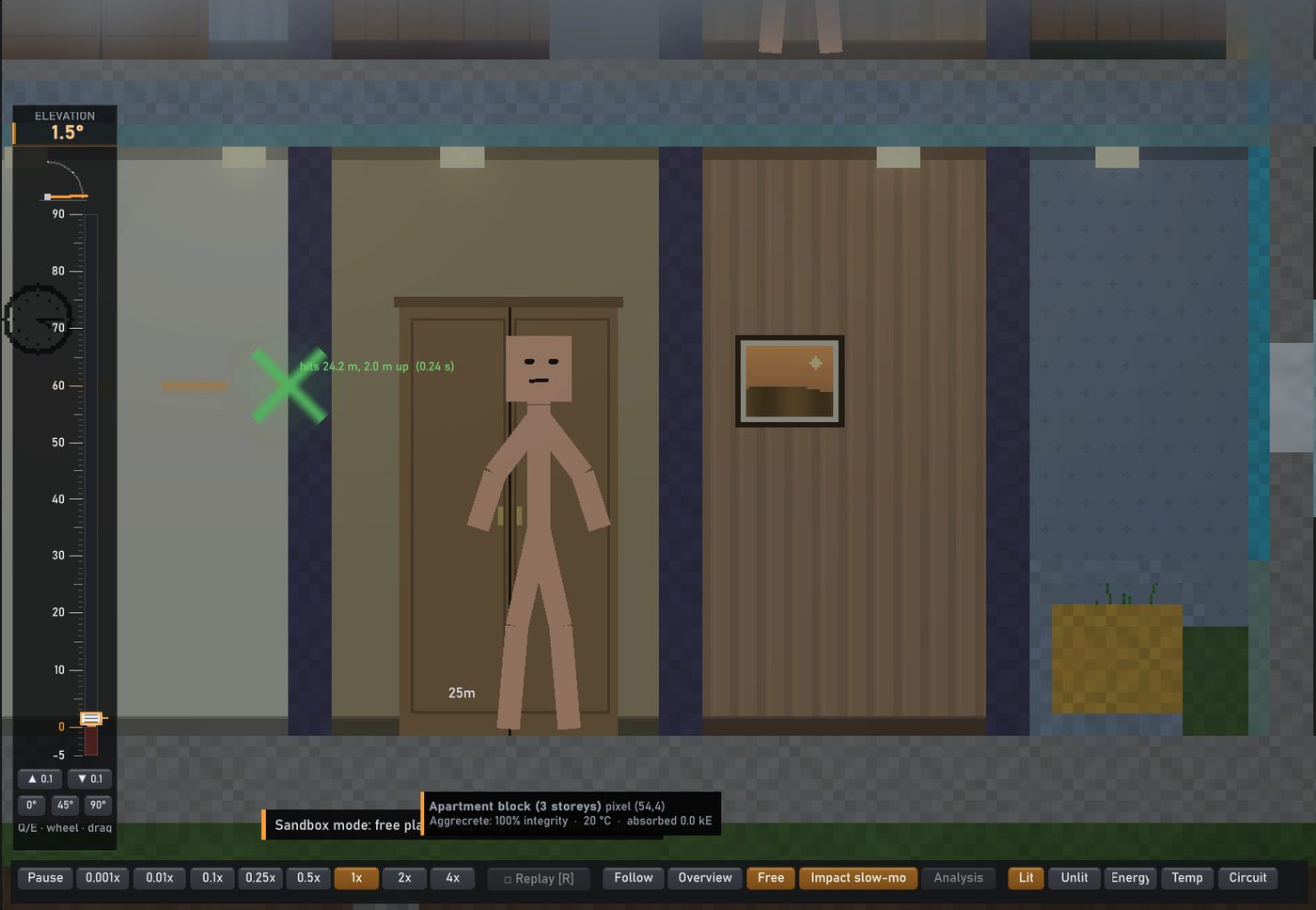 Inside a generated apartment block: a wardrobe, a framed landscape on panelled wood, and a dummy standing in front