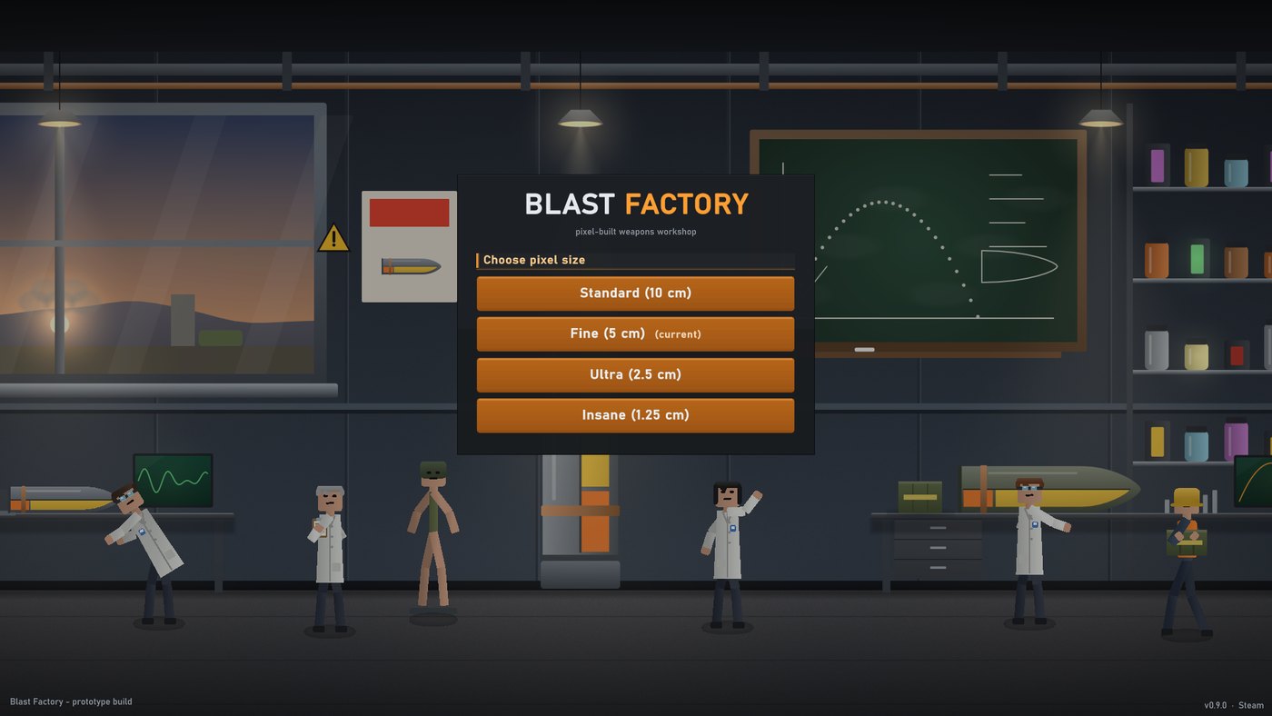The new main menu over the R&D lab: scientists in white coats, a test clone, a big shell in a stand, a chalkboard and shelves of coloured jars