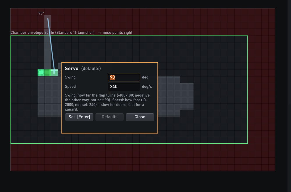 The servo's right-click panel showing both the Swing and Speed fields